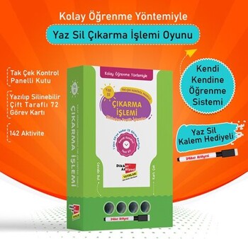  Dikkat Atölyesi Yayınları Kolay Öğrenme Yöntemiyle Yaz Sil Çıkarma İşlemi Oyunu