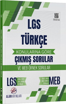  Alan Yayınları 8. Sınıf LGS Türkçe Konularına Göre Çıkmış Sorular