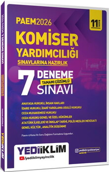  Yediiklim 2026 PAEM Komiser Yardımcılığı Sınavlarına Hazırlık Tamamı Çözümlü 7 Deneme