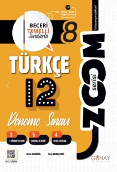  Günay Yayınları 8. Sınıf Türkçe Zoom Serisi 12 li Branş Denemeler