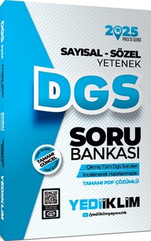  Yediiklim  2025 DGS Sayısal Sözel Yetenek Tamamı PDF Çözümlü Soru Bankası