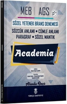  Türkçe ÖABTDEYİZ MEB AGS Sözel Yetenek Academia Branş Denemeleri