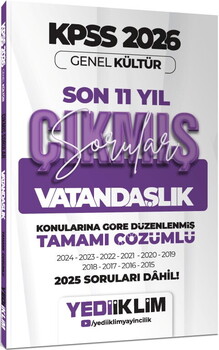  Yediiklim  2026 KPSS Genel Kültür Vatandaşlık Konularına Göre Tamamı Çözümlü Son 11 Yıl Çıkmış Sorular