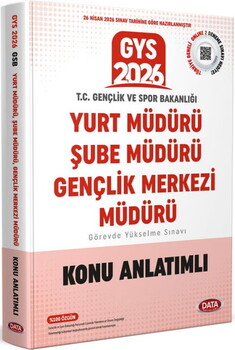  Data Yayınları 2026 GYS Gençlik Ve Spor Bakanlığı Yurt Müdürü Şube Müdürü Gençlik Merkezi Müdürü Konu Anlatımlı