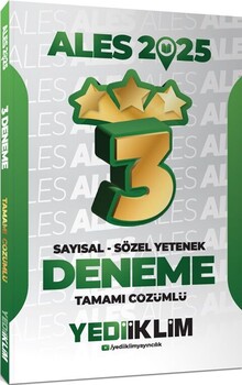 Yediiklim  2025 ALES Sayısal Sözel Yetenek Tamamı Çözümlü 3 Yıldız Deneme
