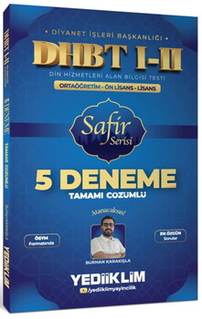  Yediiklim Yayınları DHBT I-II Ortaöğretim - Ön Lisans - Lisans Safir Serisi Tamamı Çözümlü 5 Deneme Sınavı