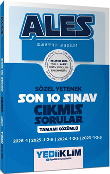 Yediiklim ALES Master Serisi Sözel Yetenek Tamamı Çözümlü Son 10 Sınav Çıkmış Sorular