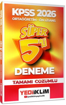 Yediiklim  2026 KPSS Ortaöğretim Önlisans Genel Yetenek Genel Kültür Tamamı Çözümlü Süper 5 Deneme