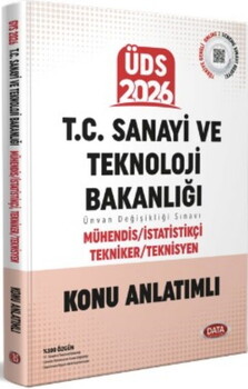 Data Yayınları 2026 ÜDS T.C. Sanayi ve Teknoloji Bakanlığı Mühendis İstatistik Tekniker Teknisyen Konu Anlatımlı