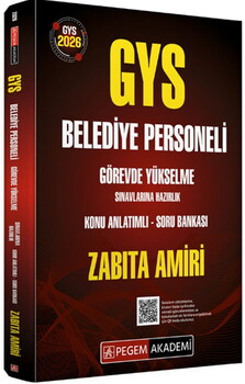  Pegem Yayınları 2026 GYS Zabıta Amiri Belediye Personeli Hazırlık Konu Anlatımlı Soru Bankası
