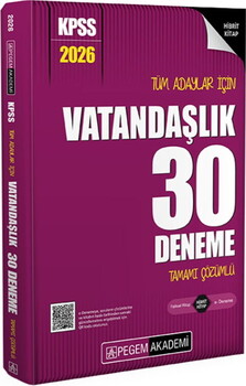  Pegem Yayınları 2026 KPSS Tüm Adaylar İçin Vatandaşlık 30 Deneme Tamamı Çözümlü