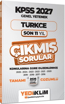 Yediiklim 2027 KPSS Genel Yetenek Türkçe Konularına Göre Tamamı Çözümlü Son 11 Yıl Çıkmış Sorular