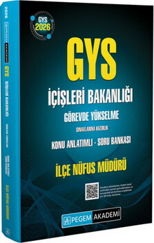 Pegem Yayınları 2026 GYS İçişleri Bakanlığı Sınavlarına Hazırlık İlçe Nüfus Müdürü Konu Anlatımlı Soru Bankası