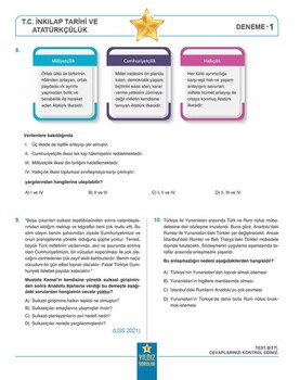  Yıldız Sorular 8. Sınıf LGS T.C. İnkılap Tarihi ve Atatürkçülük 12 Deneme