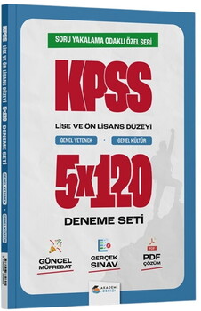  Akademi Denizi KPSS Lise Önlisans Genel Kültür Genel Yetenek 5 x 120 Deneme Seti
