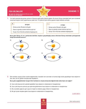 Yıldız Sorular 8. Sınıf LGS Fen Bilimleri 8 Deneme