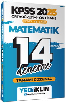 Yediiklim  2026 KPSS Ortaöğretim Ön Lisans Genel Yetenek Matematik Tamamı Çözümlü 14 Deneme