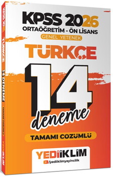 Yediiklim  2026 KPSS Ortaöğretim Ön Lisans Genel Yetenek Türkçe Tamamı Çözümlü 14 Deneme