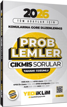  Yediiklim  2026 Tüm Adaylar İçin Problemler Konularına Göre Düzenlenmiş Tamamı Çözümlü Çıkmış Sorular