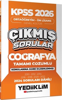  Yediiklim  2026 KPSS Ortaöğretim Önlisans Coğrafya Konularına Göre Çıkmış Sorular