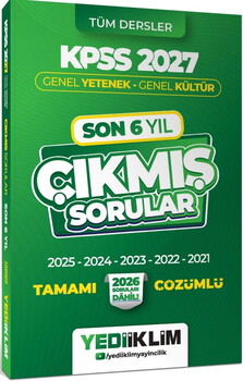 Yediiklim Yayınları 2027 KPSS Genel Yetenek Genel Kültür Son 6 Yıl Tamamı Çözümlü Çıkmış Sorular