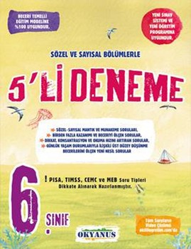 Okyanus Yayınları 6. Sınıf Sözel ve Sayısal Bölümlerle 5 li Deneme