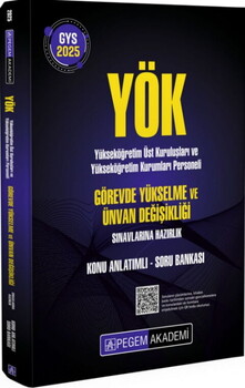  Pegem Yayınları 2025 GYS YÖK Görevde Yükselme ve Ünvan Değişikliği Konu Anlatımlı Soru Bankası