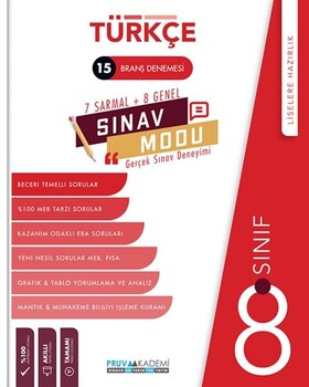  Pruva Akademi 8. Sınıf Türkçe Sınav Modu 15 Deneme