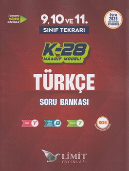 Limit Yayınları TYT 9. ve 10. Sınıf Tekrarı Türkçe K-28 Maarif Model Soru Bankası