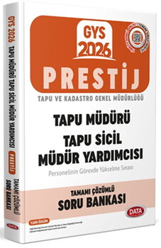 Data Yayınları 2026 Tapu Müdürü Tapu Sicil Müdür Yardımcısı GYS Prestij Soru Bankası