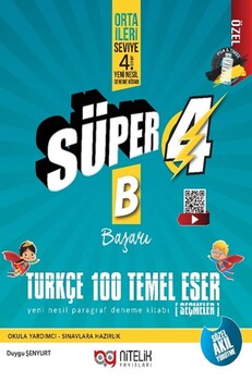 Nitelik Yayınları 4. Sınıf Türkçe 100 Temel Eser Süper B Yeni Nesil Paragraf Deneme