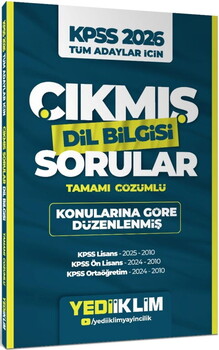  Yediiklim Yayınları 2026 KPSS Tüm Adaylar İçin Dil Bilgisi Konularına Göre Düzenlenmiş Tamamı Çözümlü Çıkmış Sorular