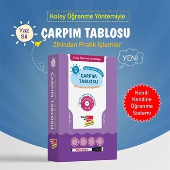  Dikkat Atölyesi Yayınları Kolay Öğrenme Yöntemiyle Yaz Sil Çarpım Tablosu