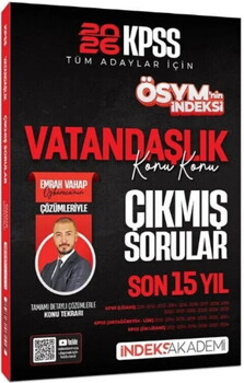  İndeks Akademi 2026 KPSS Vatandaşlık ÖSYM nin İndeksi Çıkmış Sorular Son 15 Yıl Konu Konu Çözümlü