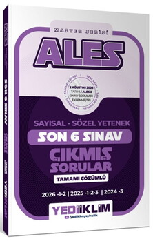 Yediiklim Yayınları ALES Sayısal Sözel Yetenek Tamamı Çözümlü Master Serisi Son 6 Sınav Çıkmış Sorular
