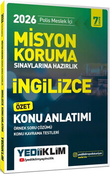 Yediiklim Yayınları 2026 Polis Meslek İçi Misyon Koruma Sınavlarına Hazırlık İngilizce Konu Anlatımlı