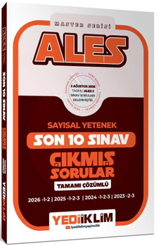 Yediiklim Yayınları ALES Sayısal Yetenek Master Serisi Tamamı Çözümlü Son 10 Sınav Çıkmış Sorular