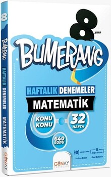  Günay Yayınları 8. Sınıf Matematik Bumerang Konu Konu Haftalık Denemeler