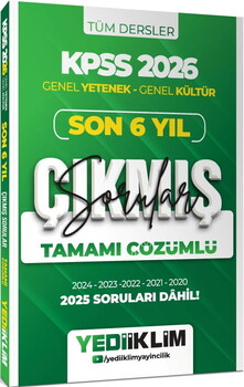  Yediiklim Yayınları 2026 KPSS Genel Yetenek Genel Kültür Son 6 Yıl Tamamı Çözümlü Çıkmış Sorular