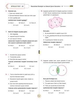  ENS Yayıncılık TYT Biyoloji Ders Platosu 7 Günde 2X Hızında Tekrar
