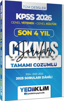  Yediiklim Yayınları 2026 KPSS Genel Yetenek Genel Kültür Son 4 Yıl Tamamı Çözümlü Çıkmış Sorular