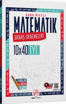  Alan Yayınları TYT Matematik Konu Özetli 10 x 40 Branş Denemeleri