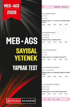 Pegem Yayınları 2026 MEB AGS Sayısal Yetenek Yaprak Test