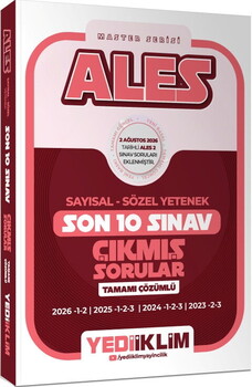 Yediiklim Yayınları ALES Sayısal Sözel Yetenek Tamamı Çözümlü Son 10 Sınav Çıkmış Sorular