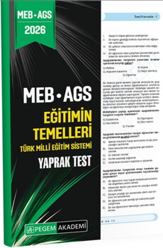  Pegem Akademi 2026 MEB AGS Eğitimin Temelleri Türk Milli Eğitim Sistemi Yaprak Test
