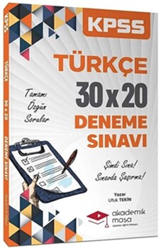  Akademik Masa KPSS Genel Yetenek Türkçe 30 x 20 Deneme
