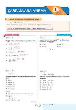 Aktif Öğrenme Matematik Çarpanlara Ayırma ve İkinci Dereceden Denklemler