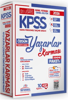 İnformal Yayınları 2026 KPSS Lisans Yazarlar Karması GYGK Türkiye Geneli Kurumsal 10lu Deneme Paketi