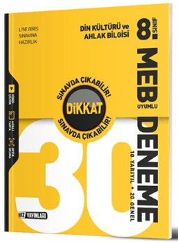  Hız Yayınları 8. Sınıf Din Kültürü ve Ahlak Bilgisi 30 lu Deneme