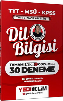 Yediiklim 2027 TYT MSÜ KPSS Dil Bilgisi Tamamı Video Çözümlü Tüm Sınavlar için 30 Deneme